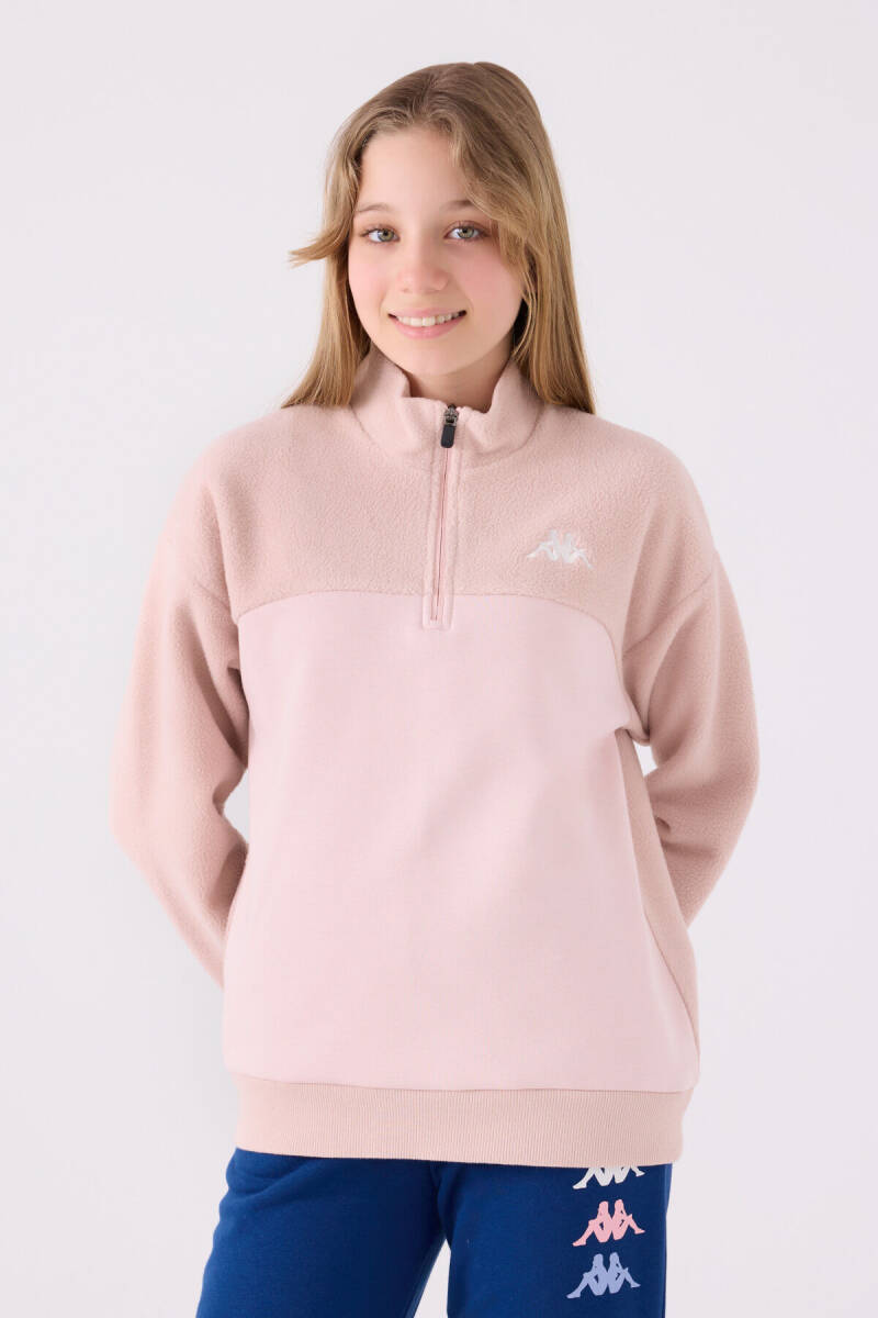 Kappa Kız Çocuk Pamuklu Fermuarlı Yaka Nakışlı Kışlık Regular Fit Pembe Sweatshirt 361X18W-C-V2 - 1