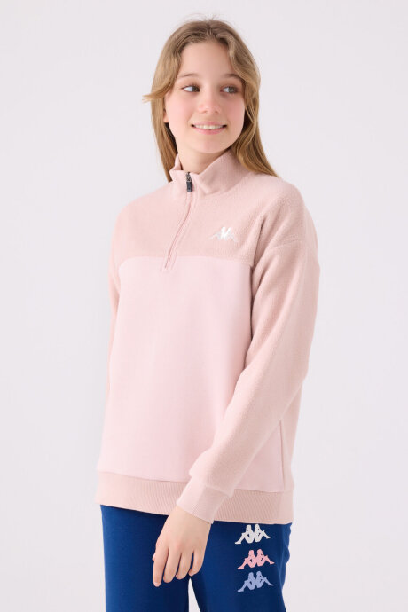 Kappa Kız Çocuk Pamuklu Fermuarlı Yaka Nakışlı Kışlık Regular Fit Pembe Sweatshirt 361X18W-C-V2 (1)