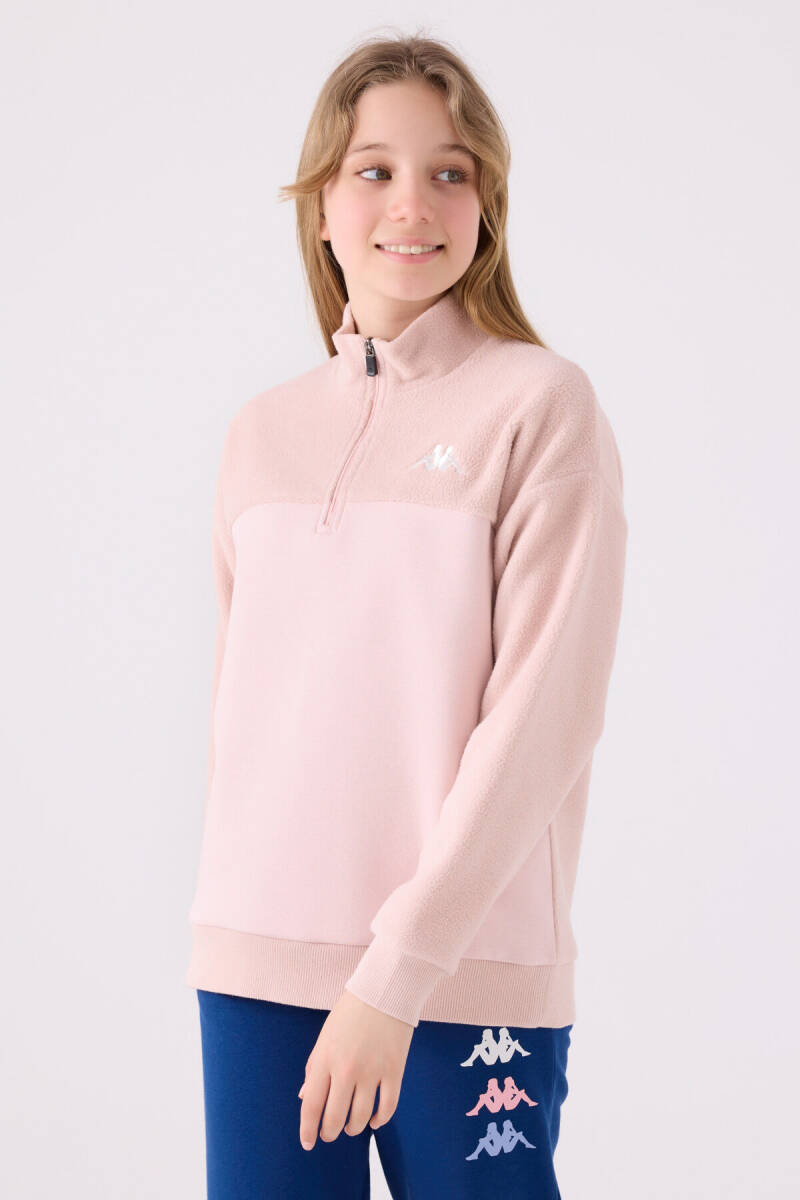 Kappa Kız Çocuk Pamuklu Fermuarlı Yaka Nakışlı Kışlık Regular Fit Pembe Sweatshirt 361X18W-C-V2 - 2