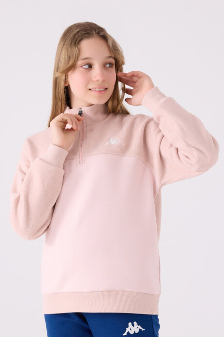 Kappa Kız Çocuk Pamuklu Fermuarlı Yaka Nakışlı Kışlık Regular Fit Pembe Sweatshirt 361X18W-C-V2 - 3