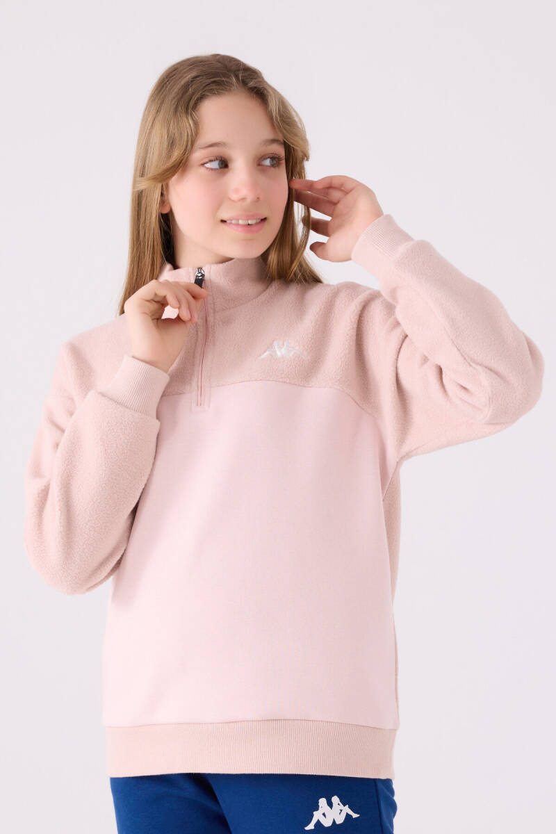 Kappa Kız Çocuk Pamuklu Fermuarlı Yaka Nakışlı Kışlık Regular Fit Pembe Sweatshirt 361X18W-C-V2 - 3