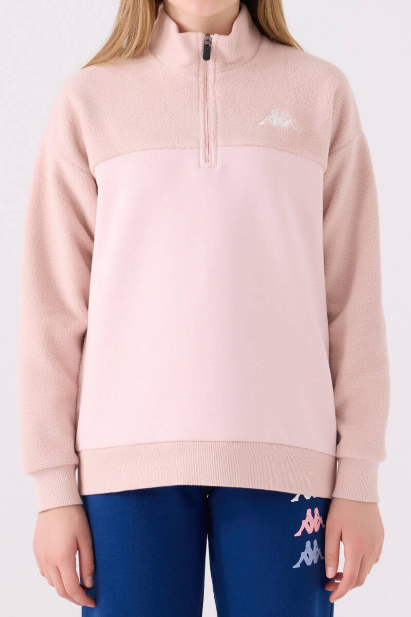 Kappa Kız Çocuk Pamuklu Fermuarlı Yaka Nakışlı Kışlık Regular Fit Pembe Sweatshirt 361X18W-C-V2 - 4