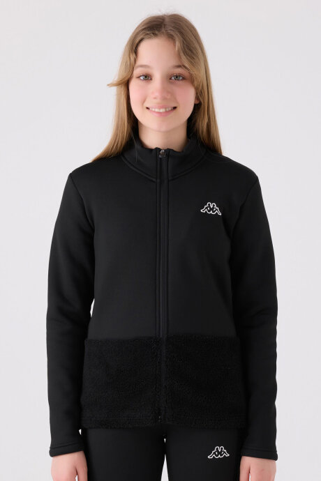 Kappa Kız Çocuk Fermuarlı Yaka Baskısız Kışlık Regular Fit Siyah Sweatshirt 32216MW-C-V1