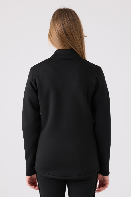 Kappa Kız Çocuk Pamuklu Fermuarlı Yaka Baskısız Kışlık Regular Fit Siyah Sweatshirt 32216MW-C-V1 - 5