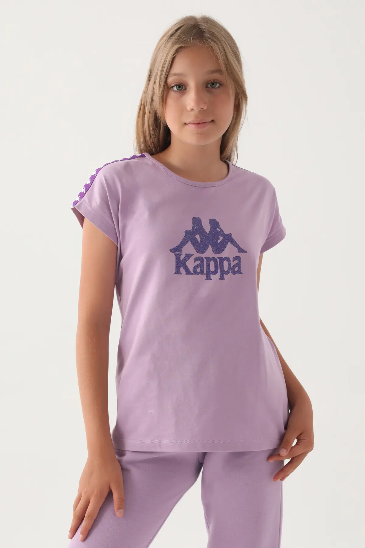 Kappa Lila Kol Detay Ön Baskılı Kız Çocuk T-Shirt
