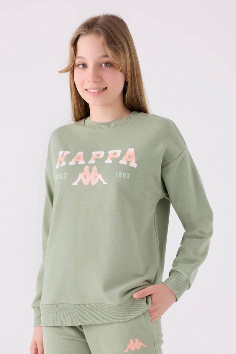 Kappa Kız Çocuk Bisiklet Yaka Empirme Baskılı Kışlık Regular Fit Haki Sweatshirt 361X16W-C-V1 - 2