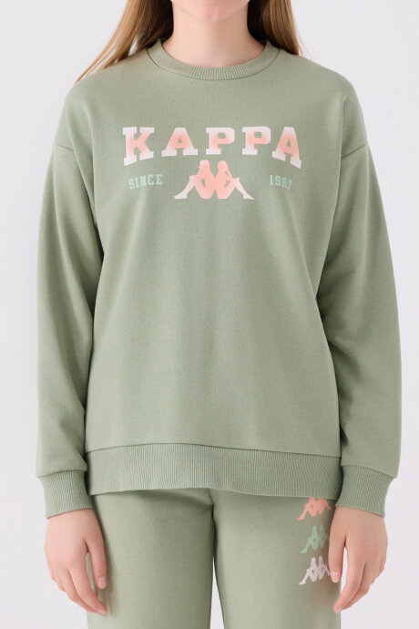 Kappa Kız Çocuk Bisiklet Yaka Empirme Baskılı Kışlık Regular Fit Haki Sweatshirt 361X16W-C-V1 - 4