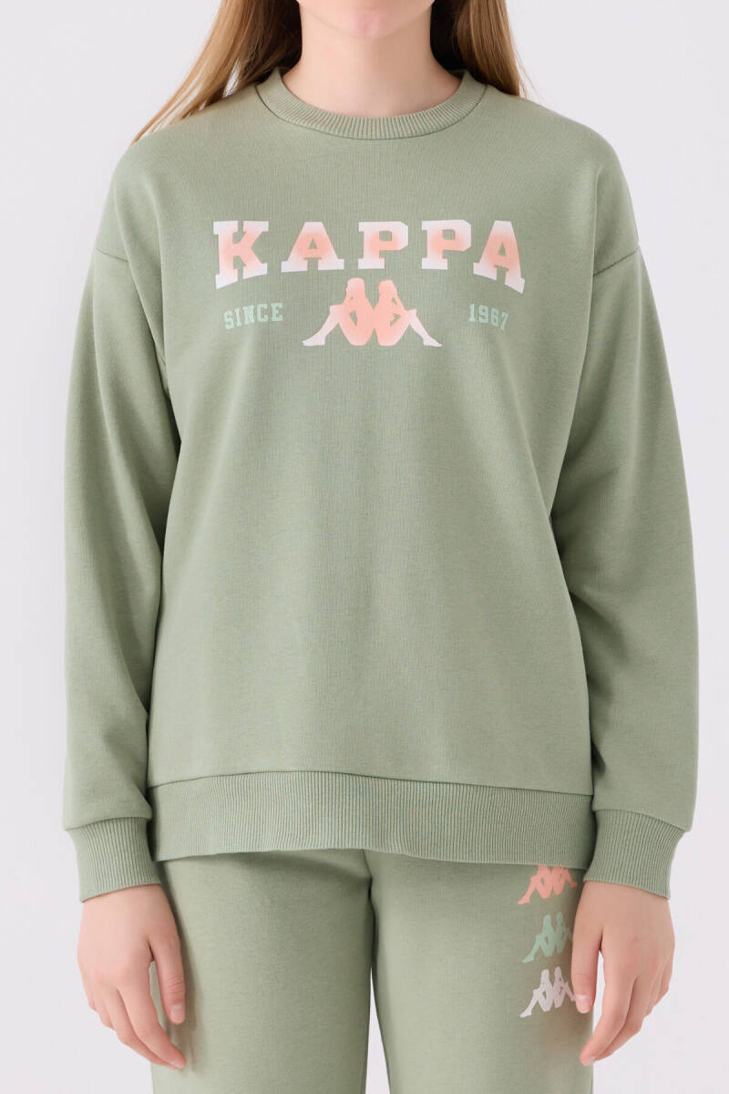 Kappa Kız Çocuk Bisiklet Yaka Empirme Baskılı Kışlık Regular Fit Haki Sweatshirt 361X16W-C-V1 - 4