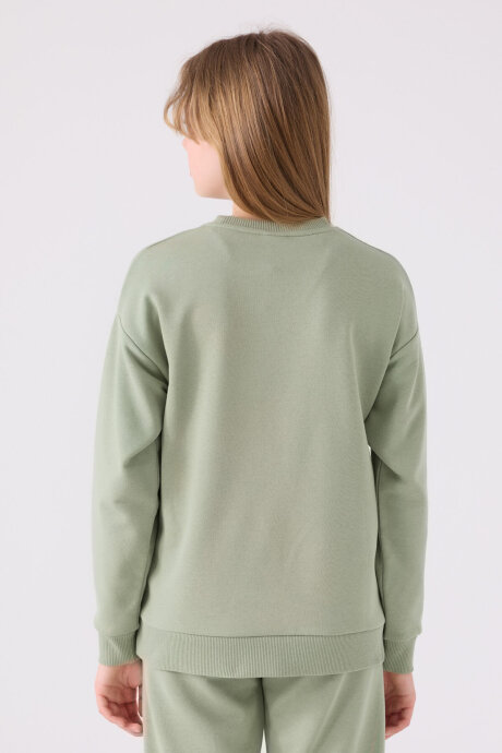 Kappa Kız Çocuk Bisiklet Yaka Empirme Baskılı Kışlık Regular Fit Haki Sweatshirt 361X16W-C-V1 - 5