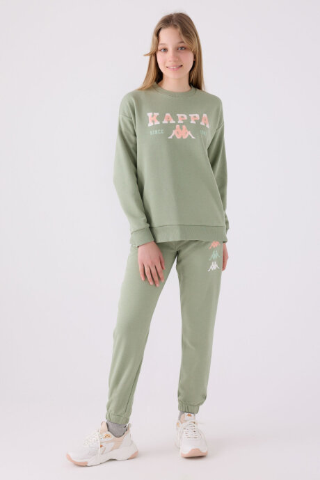 Kappa Kız Çocuk Bisiklet Yaka Empirme Baskılı Kışlık Regular Fit Haki Sweatshirt 361X16W-C-V1 - 6