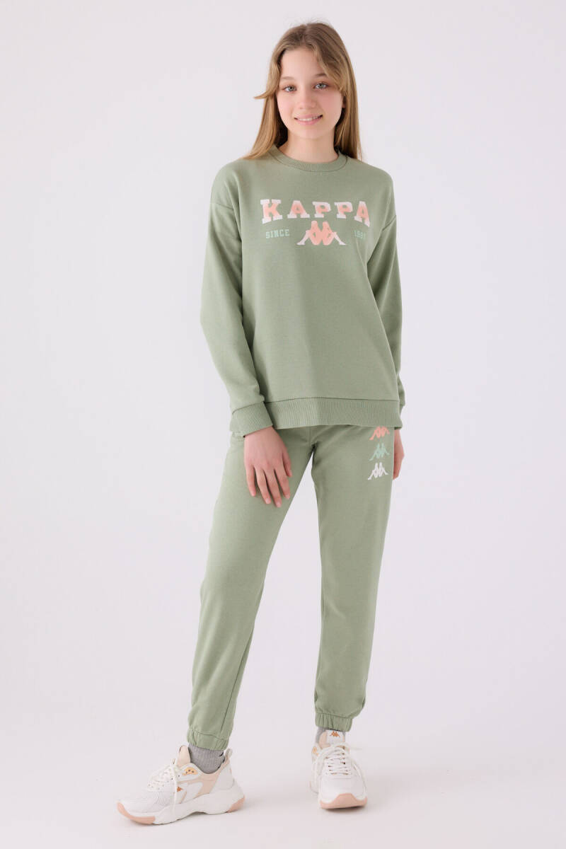 Kappa Kız Çocuk Bisiklet Yaka Empirme Baskılı Kışlık Regular Fit Haki Sweatshirt 361X16W-C-V1 - 6