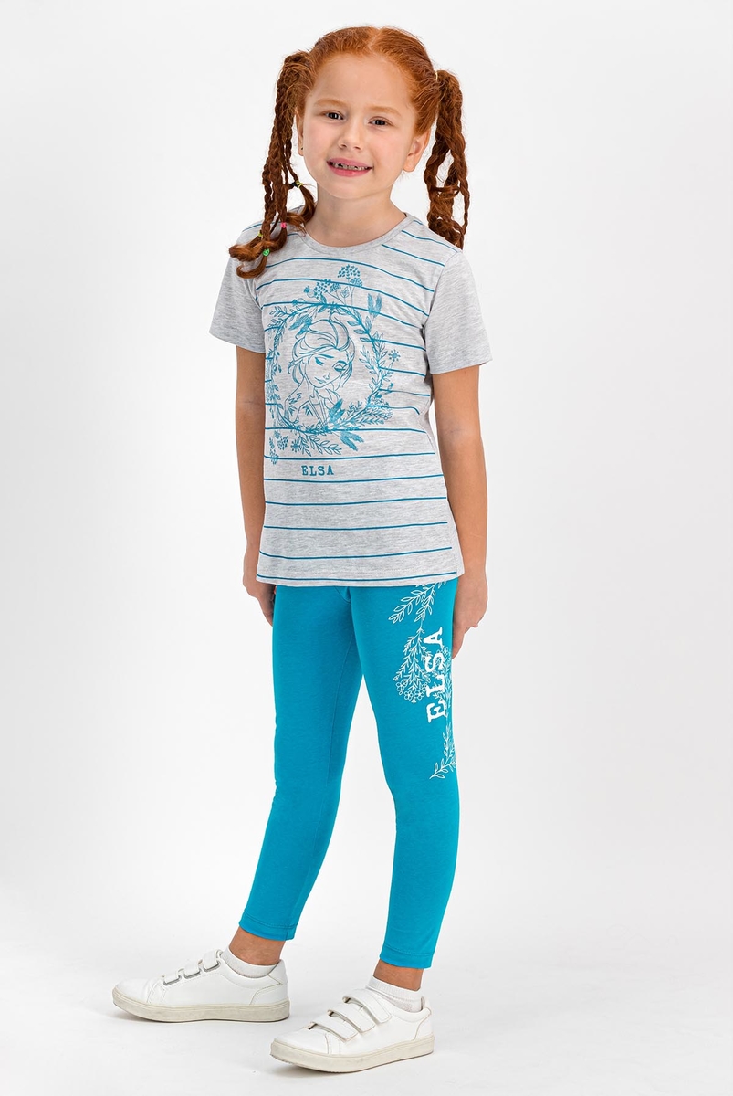 Frozen - Karlar Ülkesi Frozen Lisanslı Lisanslı Karamelanj Bisiklet Yaka Kız Çocuk Tayt Pijama Takım