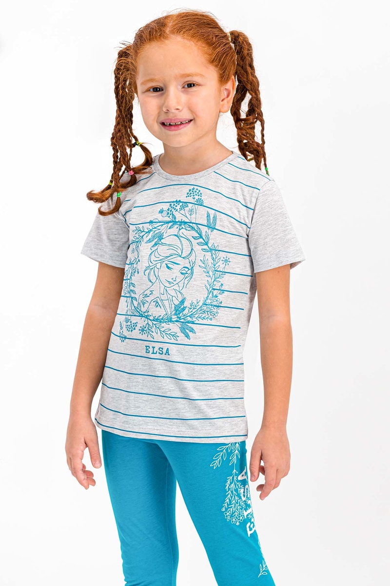Frozen - Karlar Ülkesi Frozen Lisanslı Lisanslı Karamelanj Bisiklet Yaka Kız Çocuk Tayt Pijama Takım (1)