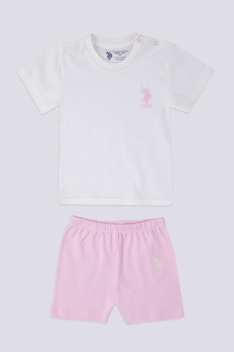 U.S. Polo Assn Candy Pink Krem Bebek Tshirt Takım