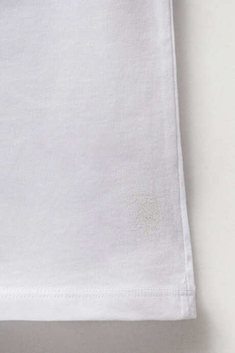 U.S. Polo Assn. Kız Çocuk Düz Yaka Pigment Baskılı Yazlık Regular Fit Beyaz Atlet US1670-C-V1 (1)