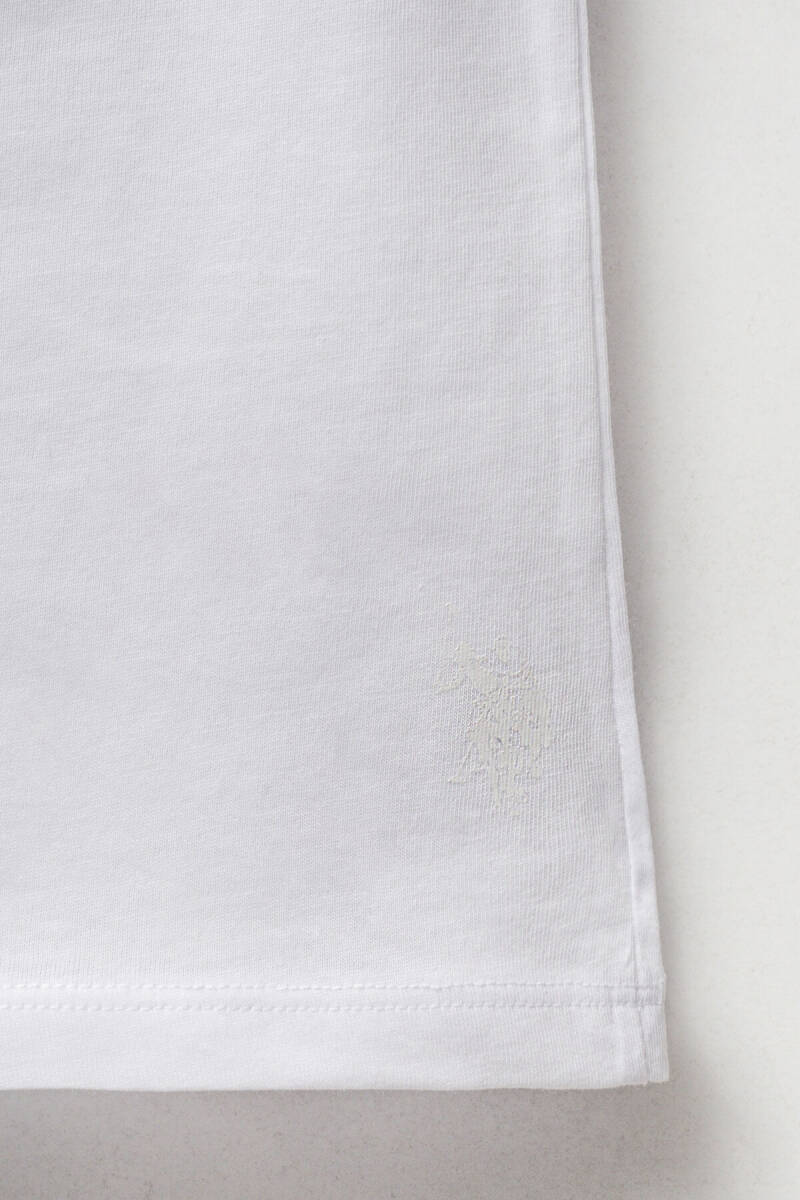 U.S. Polo Assn. Kız Çocuk Pamuklu Düz Yaka Pigment Baskılı Yazlık Regular Fit Beyaz Atlet US1670-C-V1 - 5