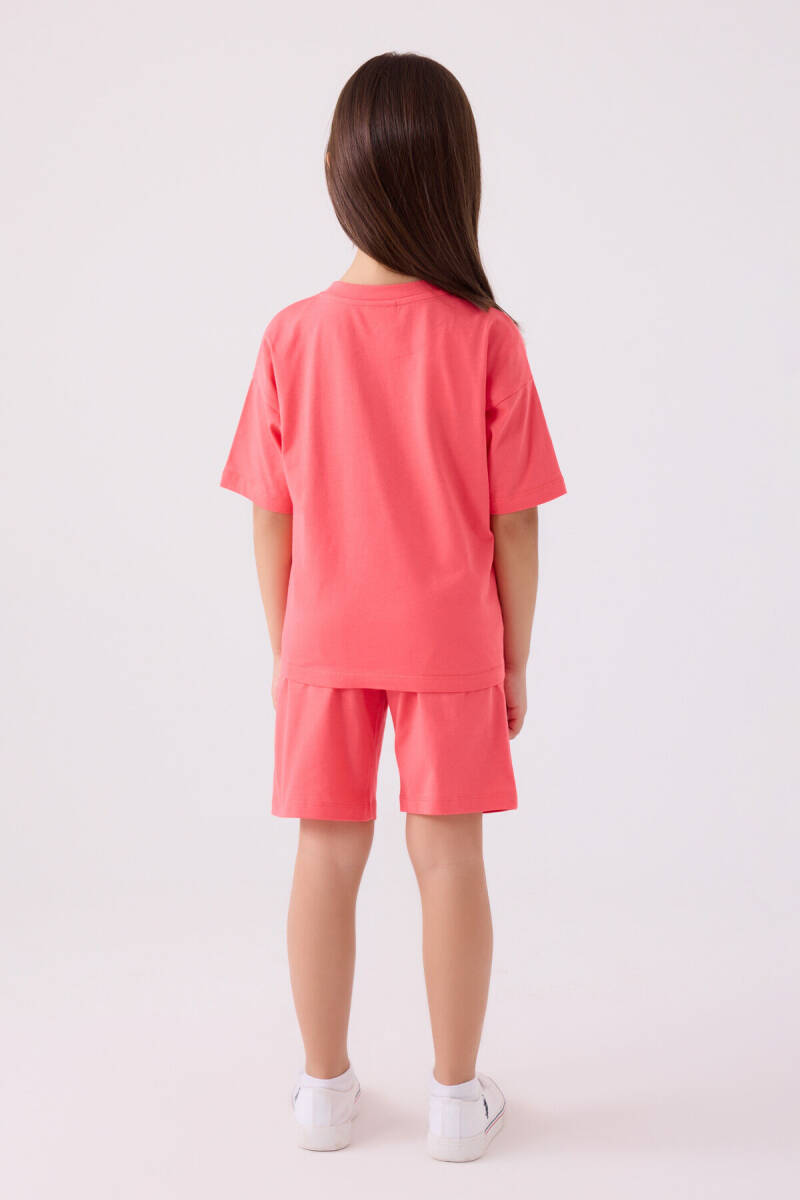 U.S. Polo Assn. Kız Çocuk Pamuklu Bisiklet Yaka Sargı Nakışlı Yazlık Regular Fit Pembe Bermuda Takım US1848-C-V23 - 5