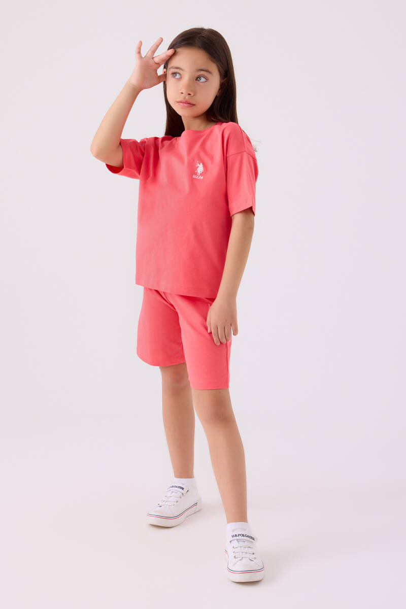 U.S. Polo Assn. Kız Çocuk Pembe Bermuda Takım