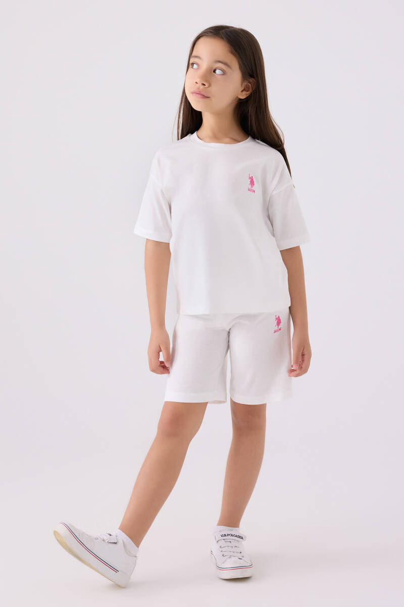 U.S. Polo Assn. Kız Çocuk Beyaz Bermuda Takım