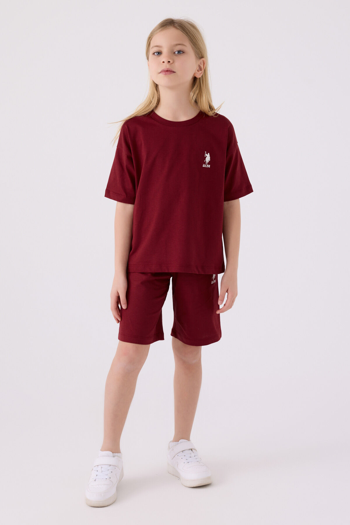 U.S. Polo Assn Kız Çocuk Bordo Bermuda Takım