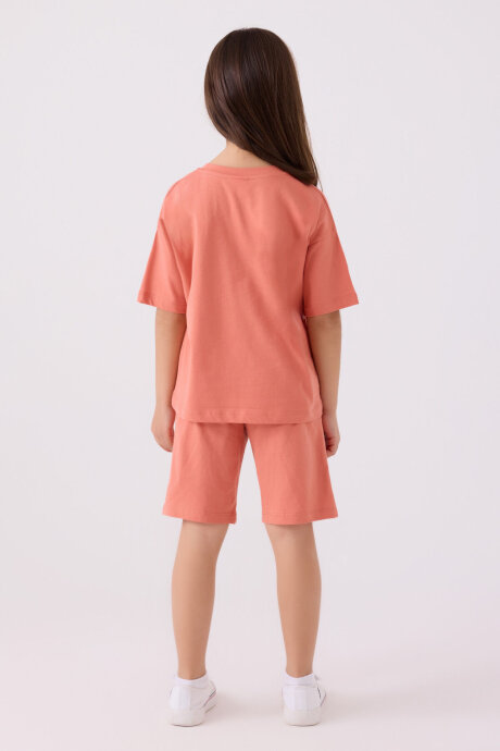 U.S. Polo Assn. Kız Çocuk Bisiklet Yaka Sargı Nakışlı Yazlık Regular Fit Pembe Bermuda Takım US1848-C-V39 - 5