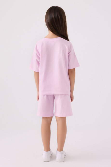 U.S. Polo Assn. Kız Çocuk Bisiklet Yaka Sargı Nakışlı Yazlık Regular Fit Mor Bermuda Takım US1848-C-V54 - 5