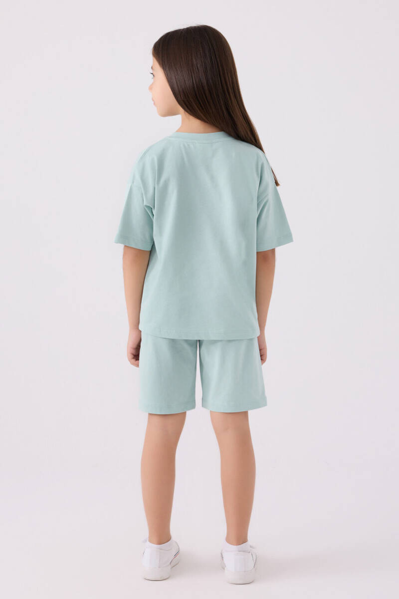U.S. Polo Assn. Kız Çocuk Bisiklet Yaka Sargı Nakışlı Yazlık Regular Fit Mavi Bermuda Takım US1848-C-V49 - 5