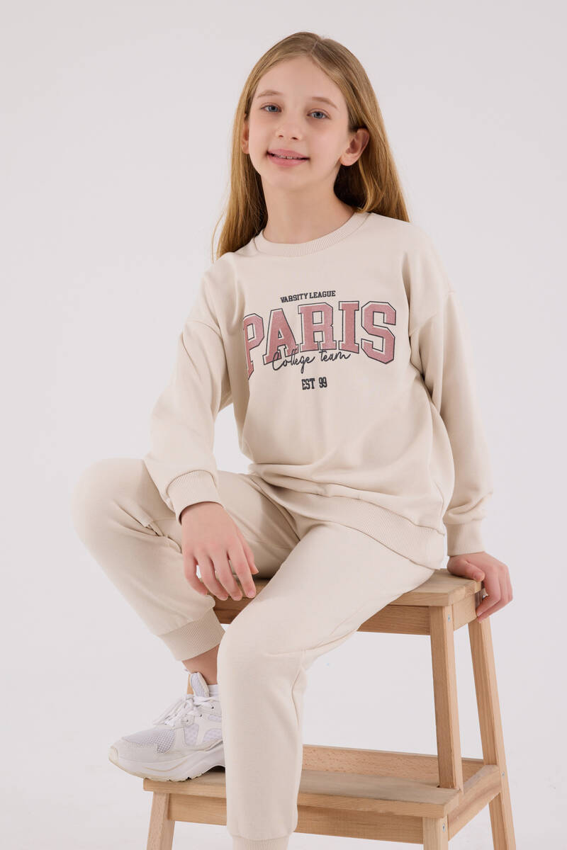 Rolypoly Kız Çocuk Krem Eşofman Takımı