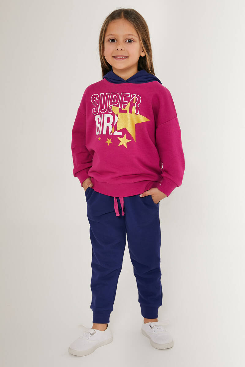 Rolypoly Super Girl Koyu Pembe Kız Çocuk Eşofman Takımı