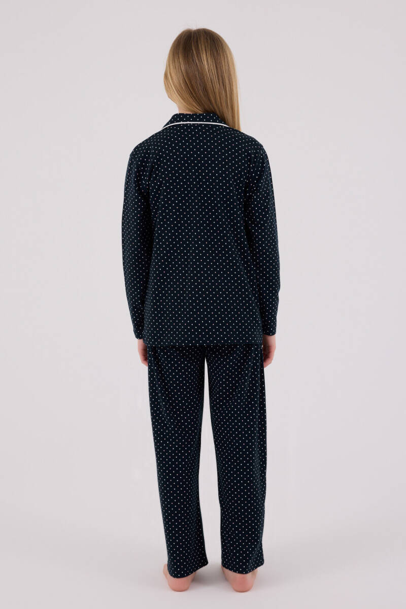 U.S. Polo Assn. Kız Çocuk Pamuklu Bisiklet Yaka Pigment Baskılı Kışlık Regular Fit Lacivert Gömlek Pijama Takım US2327-C-V1 - 5