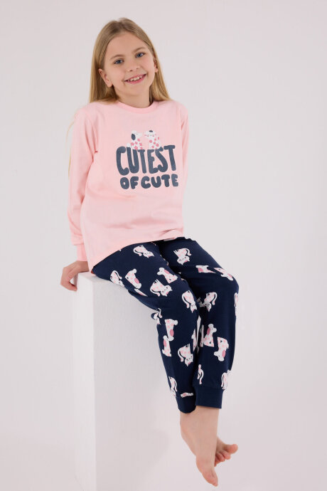 Rolypoly Kız Çocuk Pamuklu Kışlık Regular Fit Pembe Pijama Takımı RP3708-C-V1 - 1