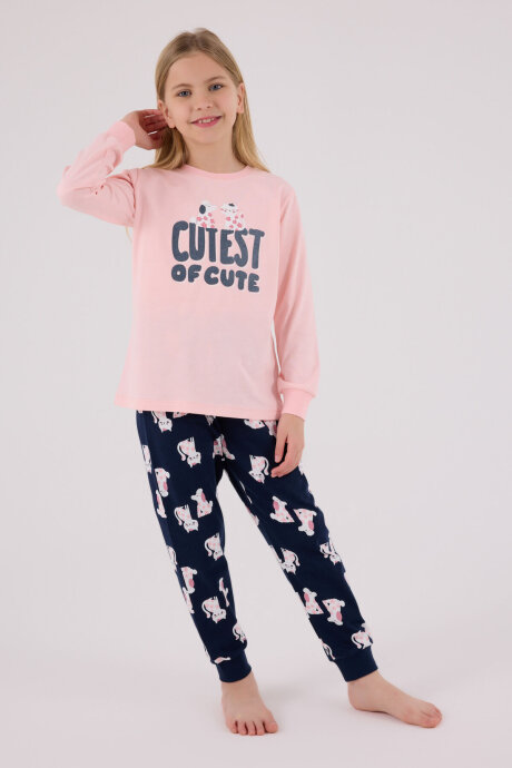 Rolypoly Kız Çocuk Pamuklu Kışlık Regular Fit Pembe Pijama Takımı RP3708-C-V1 - 2