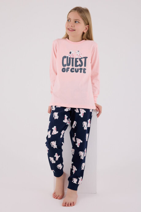 Rolypoly Kız Çocuk Pamuklu Kışlık Regular Fit Pembe Pijama Takımı RP3708-C-V1 - 3