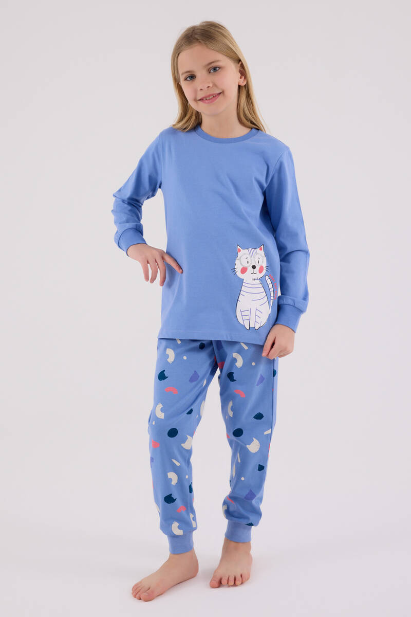 Rolypoly Kız Çocuk Mavi Pijama Takımı