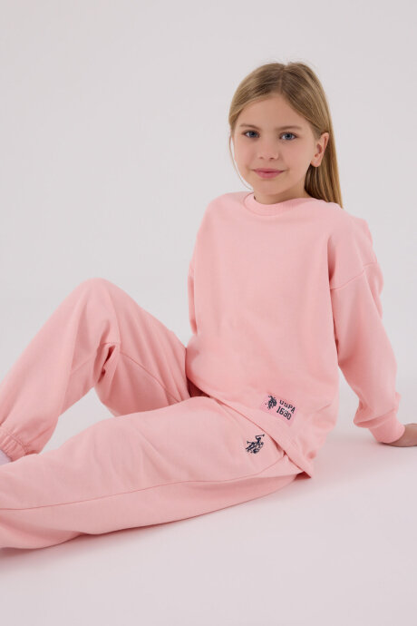 U.S. Polo Assn. Kız Çocuk Pamuklu Kışlık Regular Fit Pembe Eşofman Takımı US2300-C-V3 