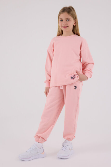U.S. Polo Assn. Kız Çocuk Pamuklu Kışlık Regular Fit Pembe Eşofman Takımı US2300-C-V3 - 2