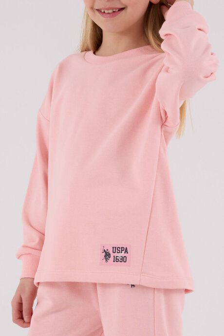 U.S. Polo Assn. Kız Çocuk Pamuklu Kışlık Regular Fit Pembe Eşofman Takımı US2300-C-V3 - 4