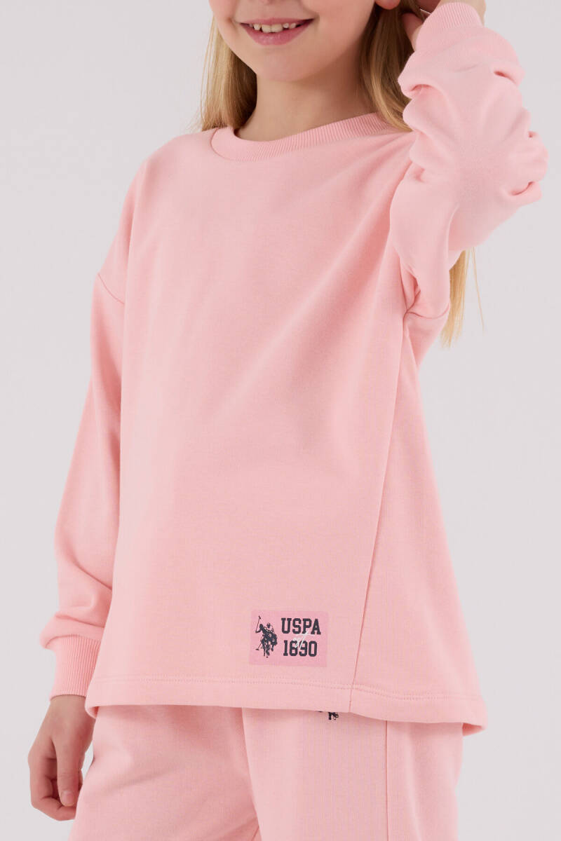 U.S. Polo Assn. Kız Çocuk Pamuklu Kışlık Regular Fit Pembe Eşofman Takımı US2300-C-V3 - 4