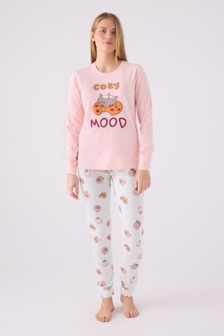 Rolypoly Kadın Pamuklu Kışlık Regular Fit Pembe Pijama Takımı RP3467-S-V1