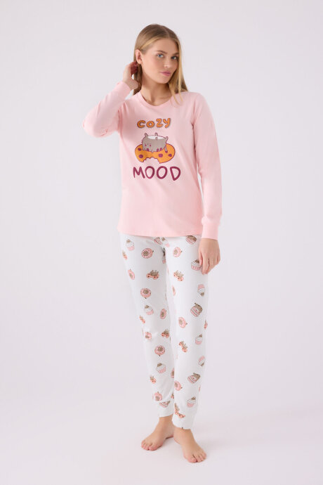 Rolypoly Kadın Pamuklu Kışlık Regular Fit Pembe Pijama Takımı RP3467-S-V1 (1)