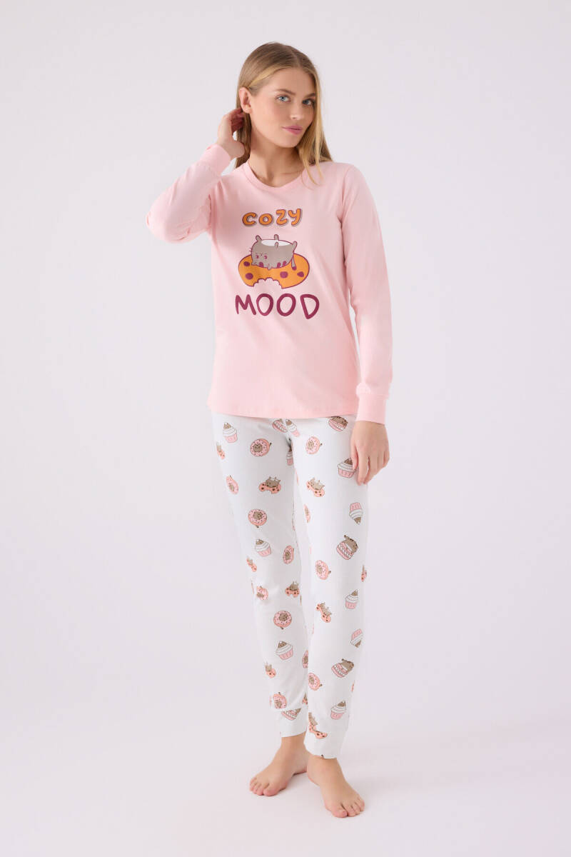 Rolypoly Kadın Pamuklu Kışlık Regular Fit Pembe Pijama Takımı RP3467-S-V1 - 2