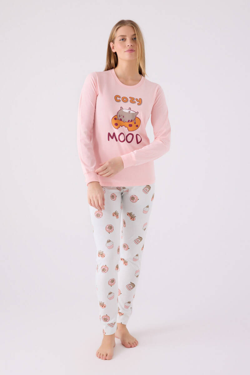 Rolypoly Kadın Pamuklu Kışlık Regular Fit Pembe Pijama Takımı RP3467-S-V1 - 3