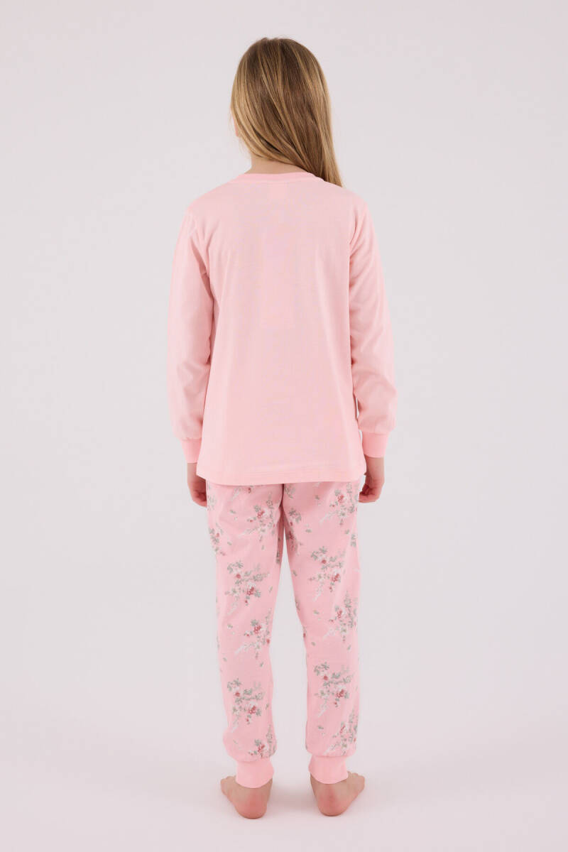Rolypoly Kız Çocuk Pamuklu Bisiklet Yaka Pigment Baskılı Kışlık Regular Fit Pembe Pijama Takımı RP3703-C-V2 - 6