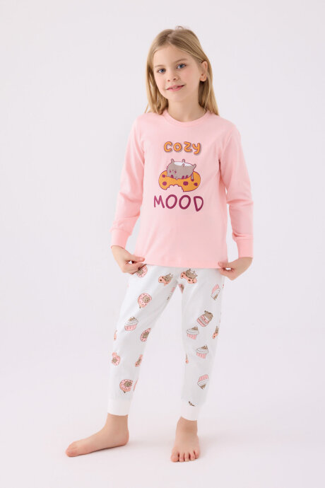 Rolypoly Kız Çocuk Pamuklu Kışlık Regular Fit Pembe Pijama Takımı RP3467-C-V1