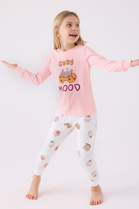 Rolypoly Kız Çocuk Pamuklu Kışlık Regular Fit Pembe Pijama Takımı RP3467-C-V1 (1)