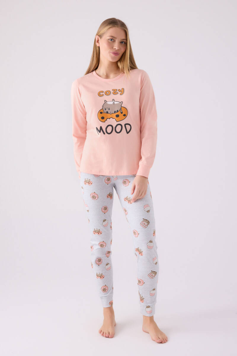 Rolypoly Kadın Pamuklu Kışlık Regular Fit Turuncu Pijama Takımı RP3467-S-V2 - 3