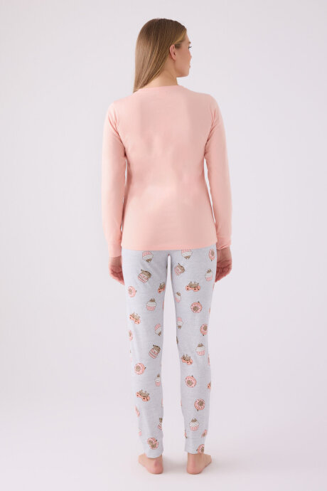 Rolypoly Kadın Pamuklu Kışlık Regular Fit Turuncu Pijama Takımı RP3467-S-V2 - 6