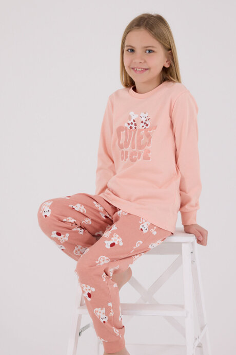 Rolypoly Kız Çocuk Pamuklu Kışlık Regular Fit Turuncu Pijama Takımı RP3708-C-V2 - 2