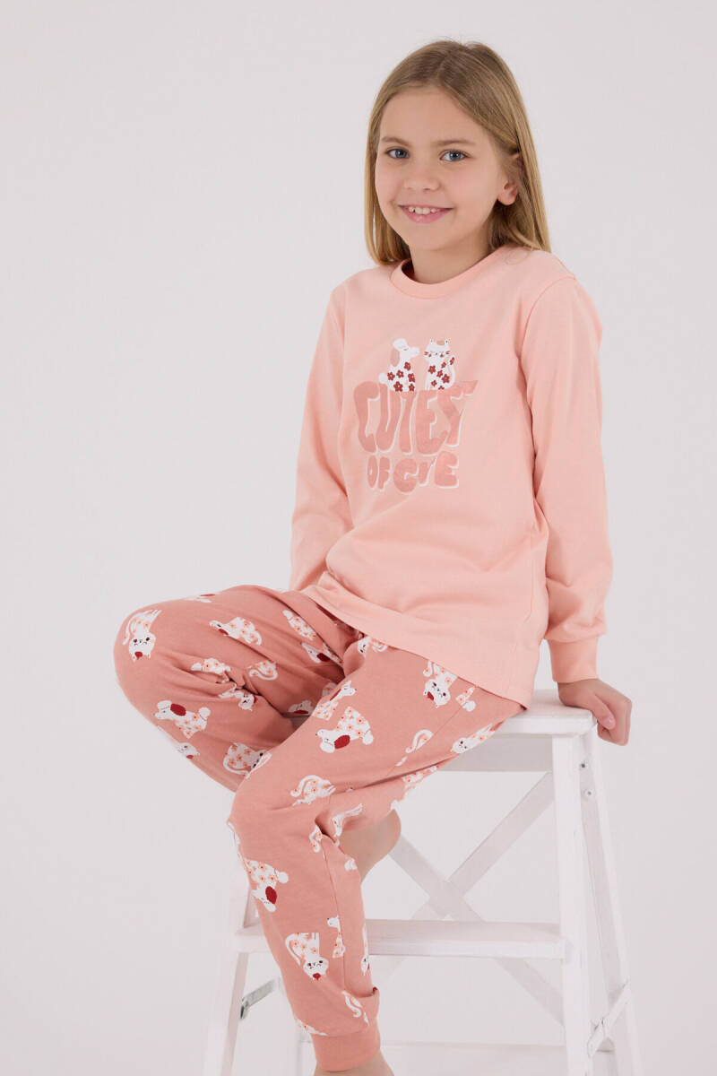 Rolypoly Kız Çocuk Pamuklu Kışlık Regular Fit Turuncu Pijama Takımı RP3708-C-V2 - 2