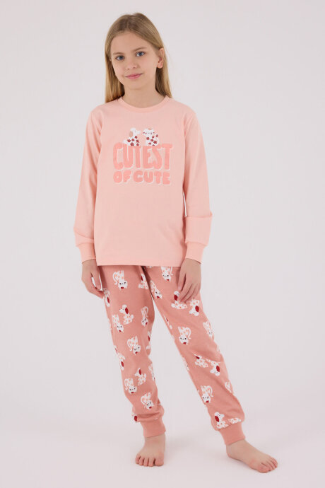 Rolypoly Kız Çocuk Pamuklu Kışlık Regular Fit Turuncu Pijama Takımı RP3708-C-V2 - 3
